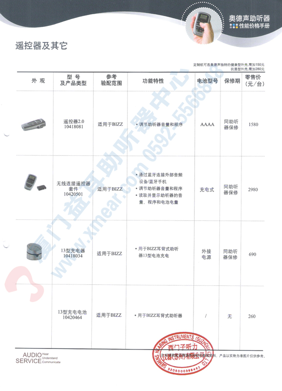 奥德声遥控器价格表